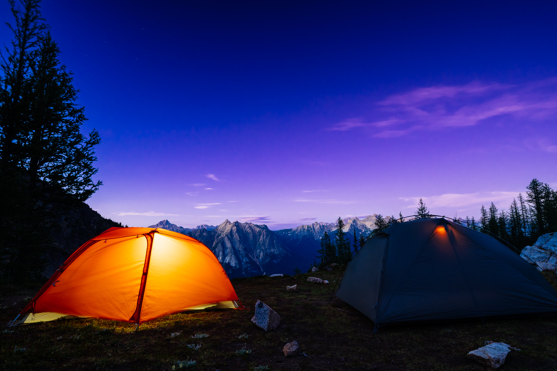 Camping at twilight